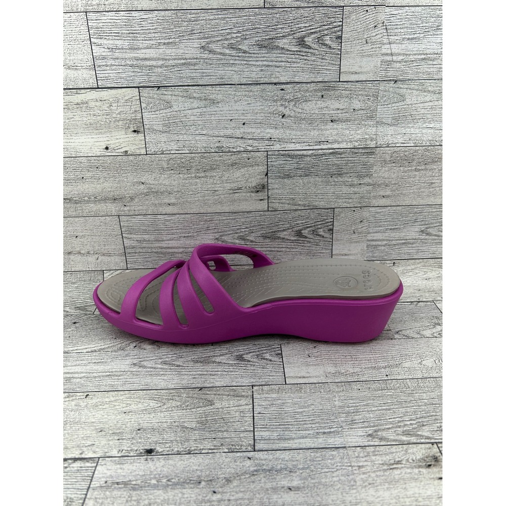 Crocs Kadee II‎ Slide Wedge Sandals Fuchsia Women's Size 8 - Picture 4 of 11